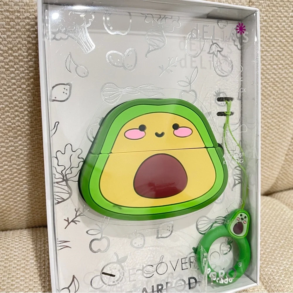 NEW dELiA*s AirPod Pro Case Cover Avocado Character Anti-Lost Key Ring Accessory